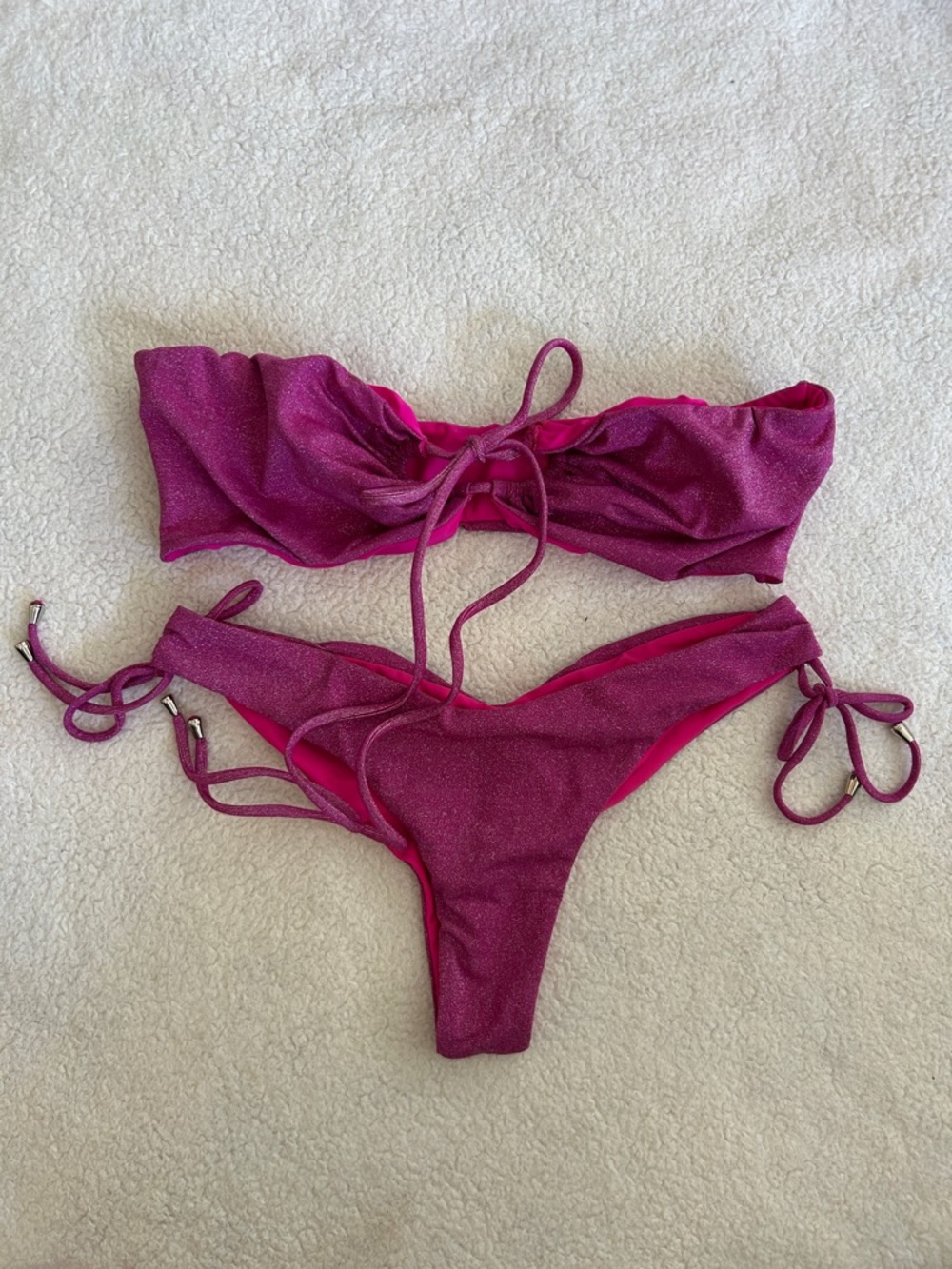 Bydee Bandeau Bikini Set in Malibu Shimmer Pink